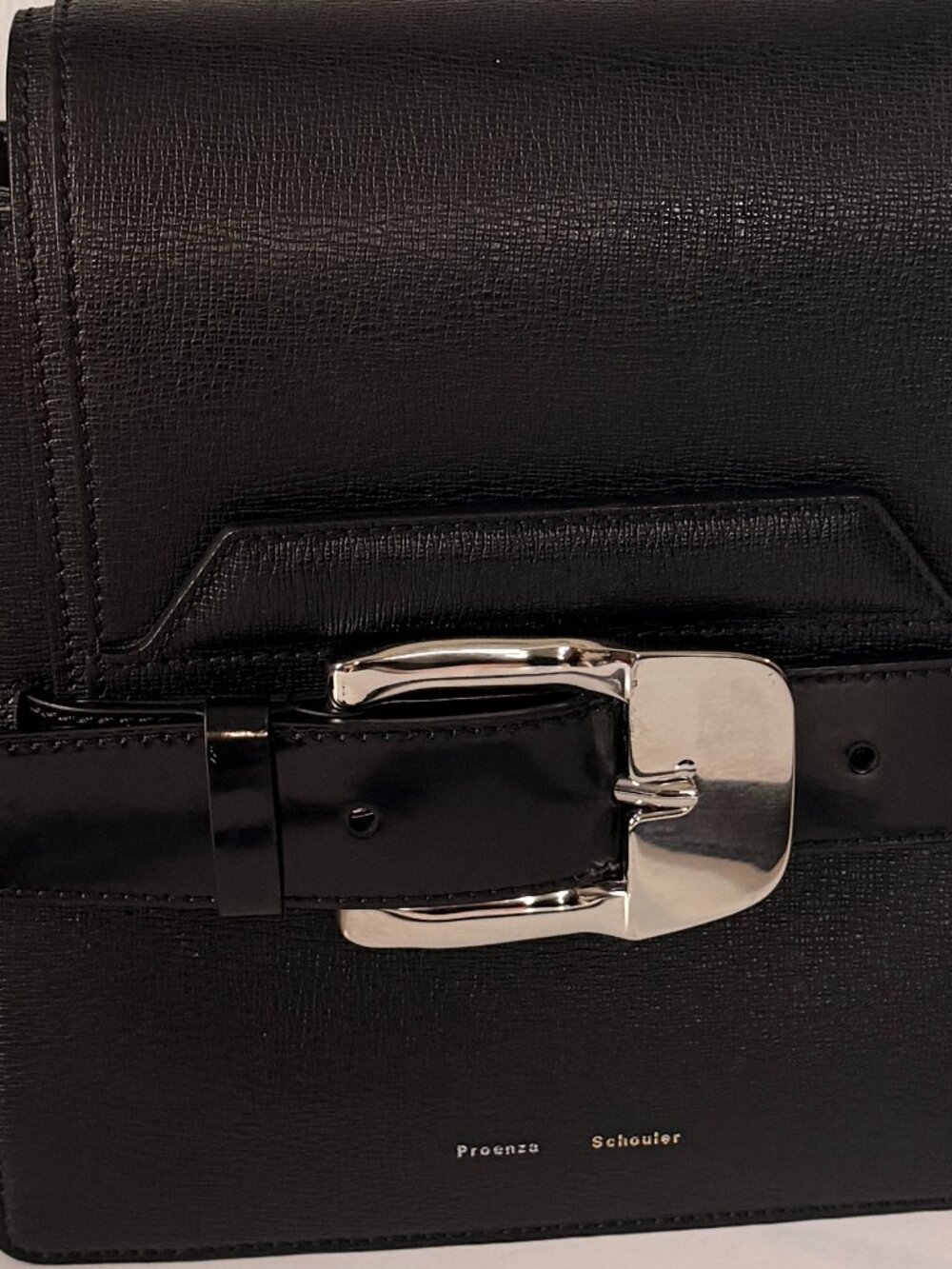 PROENZA SCHOULER Calfskin Buckle Trapeze Bag, Black, "Quiet Luxury" - Picture 4 of 7